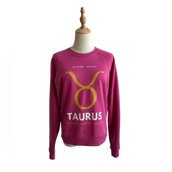 Anthropologie The Zodiac Sweatshirt Catherine O'Sullivan Taurus Pink Size XS New - Picture 2 of 11